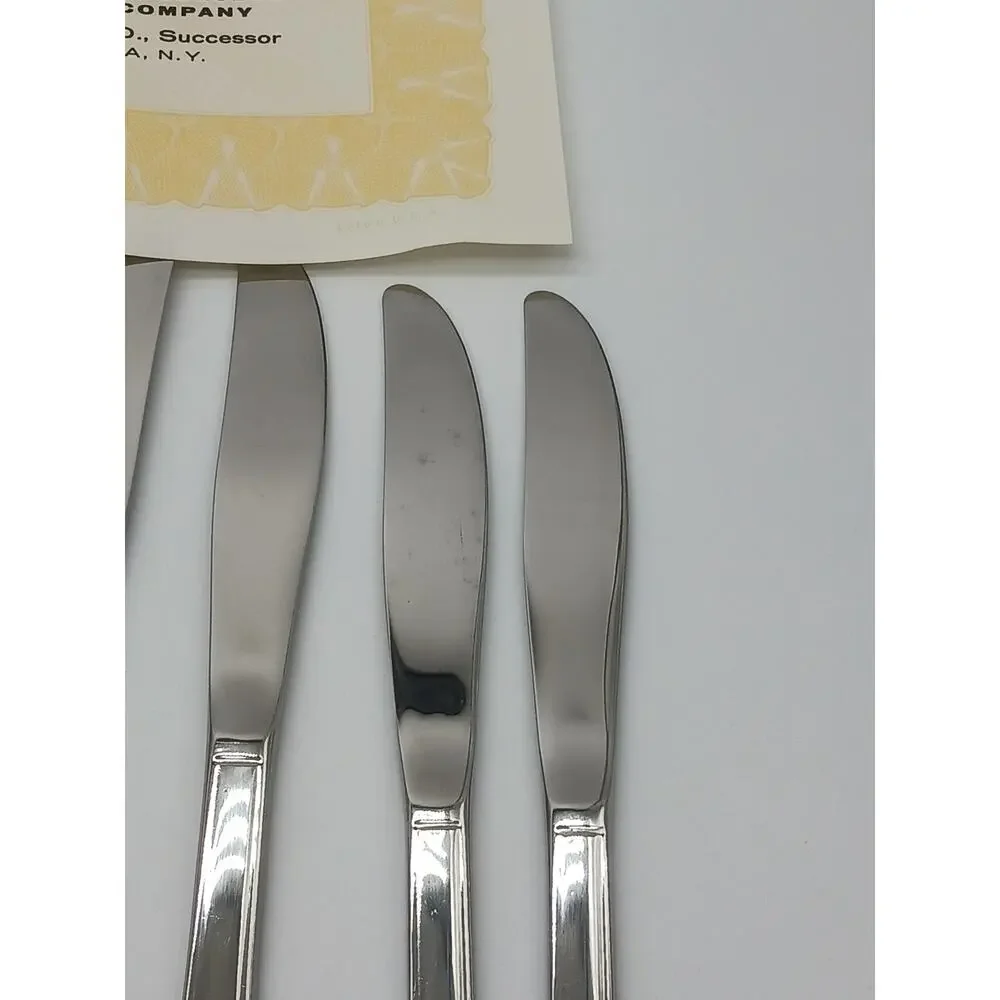 Oneida Simeon L & George H Rogers Stainless Homestead 4 Teaspoons 8 Knives Box